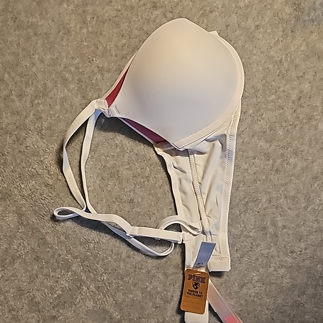 Victoria's Secret White T-Shirt Push Up Bra, Pink By Victoria Size 34 B